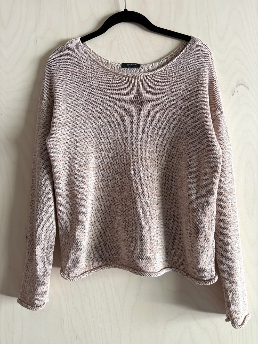 90’s Lord & Taylor Roll Neck Lightweight Open-Knit Sweater in Tan